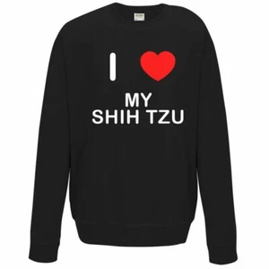 My Shih Tzu I Love Sweater Pullover Adult Crew Neck Long Sleeved Sweatshirt - Picture 1 of 34