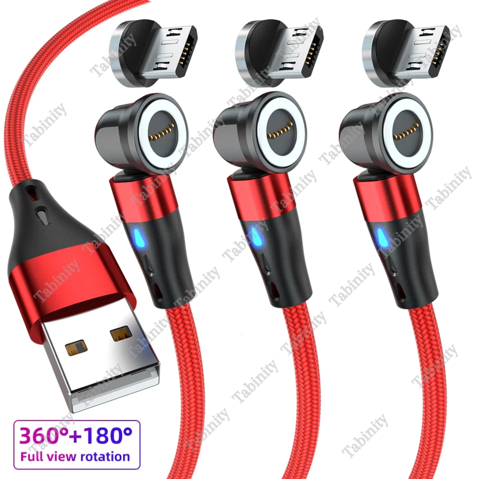 Magnetic USB Fast Charger Cable 540°Rotate Adapter Data Cord For Samsung Android - Image 1 of 4