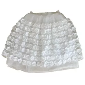 flower embroidery Midi Tulle Tutu Skirt A-line White - Picture 1 of 4