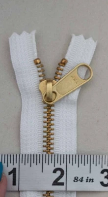 100 Crafters Zippers 12" YKK Brass Donut Pull Teeth  9/16 501 White - Image 1 of 4