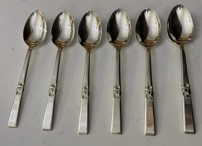 Vtg 6 Oneida Community Silver Plate MORNING STAR 13.5cm Teaspoons Cutlery - Image 1 of 4