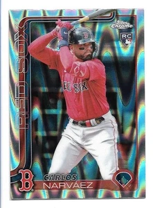 Carlos Narvaez 2025 Topps Chrome Ray Wave Refractor Rookie #194 Boston Red Sox - Picture 1 of 2