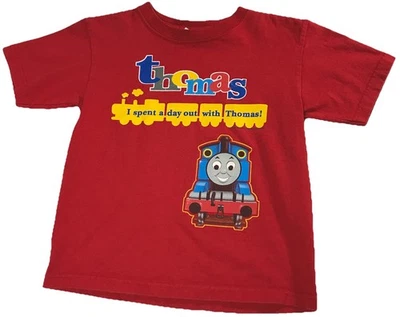 Camiseta De Colección Y2K Thomas El Tren Día Pasado Con Thomas Roja Niños Talla Juvenil 4 Foto 1 de 4