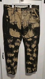 Encrypted Men's 42x30 Moto Jeans Biker Style Acid Wash Denim Y2K  - Picture 1 of 15