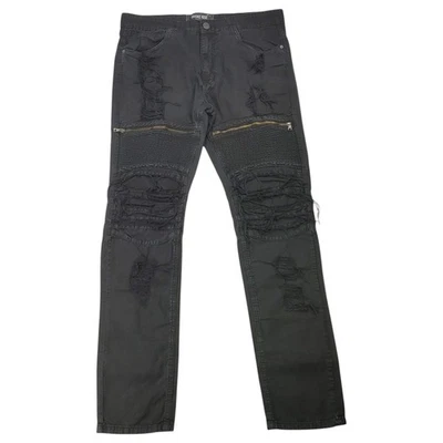 Pantalones de mezclilla para hombre Smoke Rise talla 36 x 34 negros desgastados carpintero cremallera carga ropa de calle Foto 1 de 4