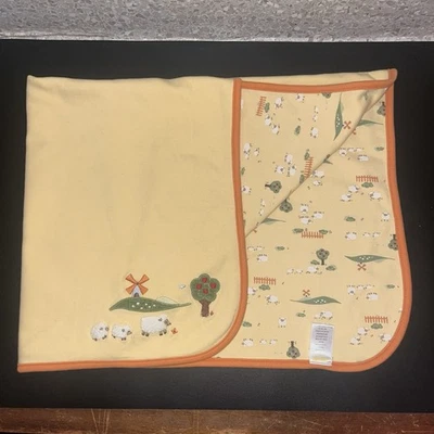 Cobertor de bebê Gymboree Wooly Pals amarelo ovelha moinho de vento segurança reversível 2006 - Imagem 1 de 4