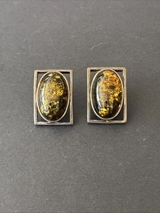 Vintage NATUR BALTISCHER BERNSTEIN Sterling Silber Ohrringe - Bild 1 von 4