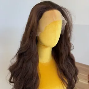 Pre Plucked Long Wavy Heat Resistant Hair HD Lace Front Wig Dark brown - Picture 1 of 8