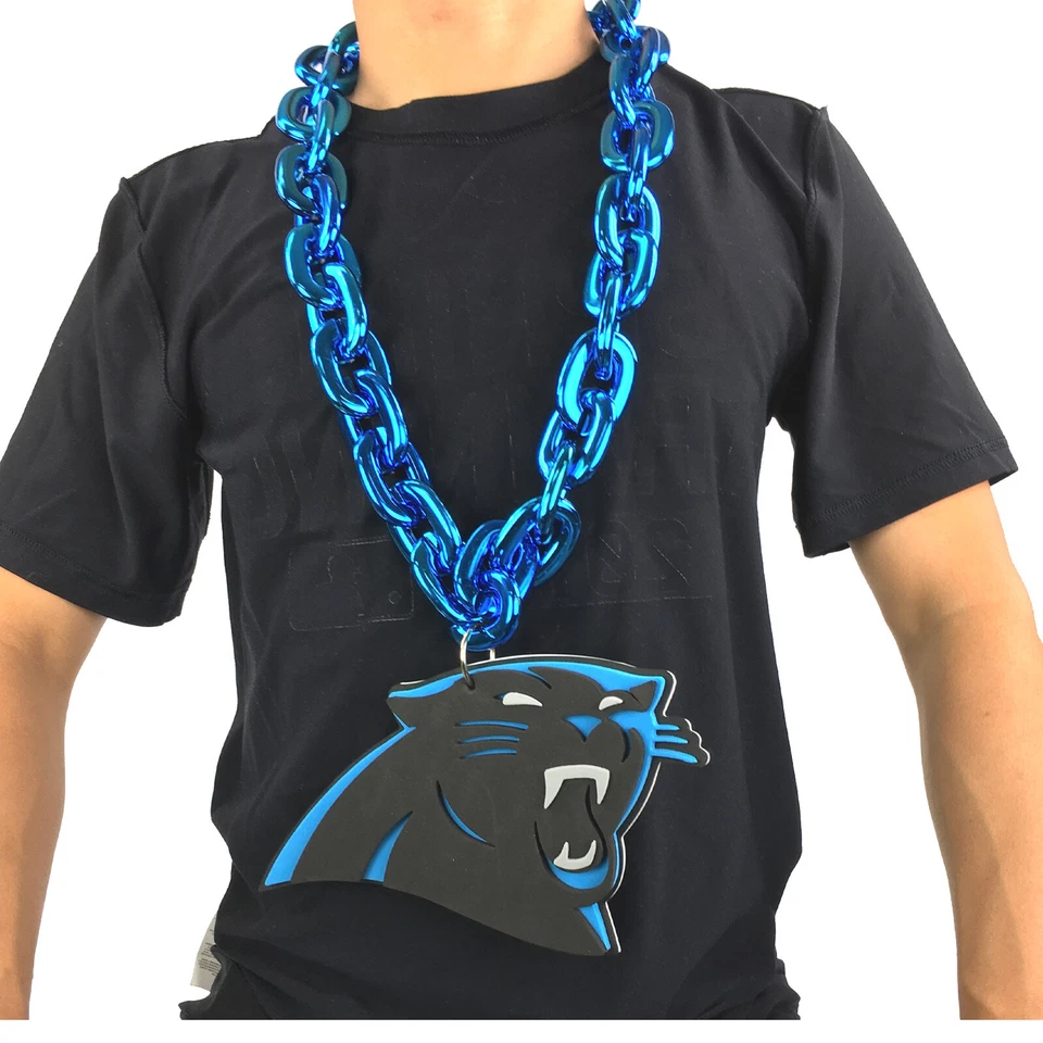 New NFL Carolina Panthers BLUE Fan Chain Necklace Foam - Image 1 of 4