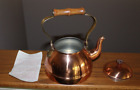 Vintage Old Dutch Copper Brass Tea Pot Kettle w/ Wood Handle Portugal 8' UNUSED