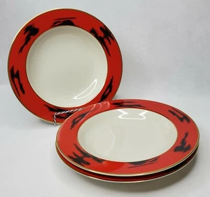  Juego Mikasa /3 L2115 Negora Rojo Negro Borde Cuencos Fino China 83/8"Azteca Japón Usado en Excelente Condición - Imagen 1 de 3