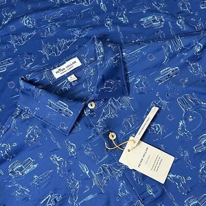 Peter Millar Crown Performance Summer Comfort Polo Shirt Western Sz Men S Blue - Picture 1 of 14