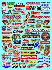 CLEAR VINYL RACING Sticker Sheet 106 Variety-R/C MODEL Die-cut -Decals 1/12-1/10 - Picture 1 of 8