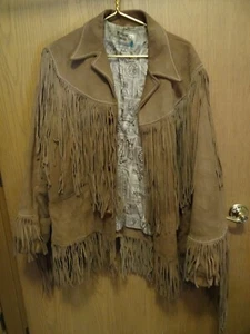 Vintage Leather Fringe Jacket ~Pioneer Wear~ Size 42 (with damage) - Picture 1 of 16