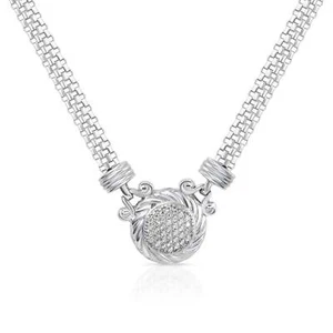"Collar colgante italiano redondo de plata esterlina 925 medallón circular de 18" - Imagen 1 de 8