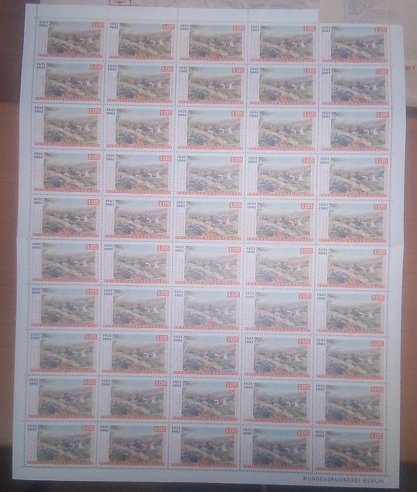 Venezuela: 1961; C780 en hoja completa de 50 sin número de control... VZ1787 Foto 1 de 1