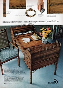 Heritage Furniture 1974 escritorio y silla de barlovento anuncio original impreso en color - Imagen 1 de 1