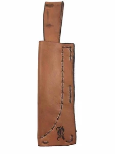 Leder Skinner Messer Scheide 5-1/8" Feststehende Klinge R Monogramm Vintage 11279-N - Bild 1 von 4