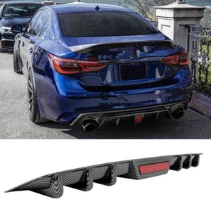 Carbon Fiber Rear Diffuser Bumper Shark Fin w/Brake Light For Infiniti QX60 Q60 - Bild 1 von 15