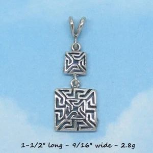 2.8g Vintage Greek Key Pendant 925 Sterling Silver 150708 - Picture 1 of 5
