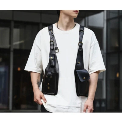 Bolsa de ombro masculina ajustável antirroubo couro ecológico axila bolsa carteira coldre - Imagem 1 de 4