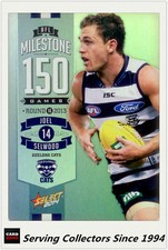2014 AFL Champions Milestone Holofoil Card MG36 Joel Selwood (Geelong)