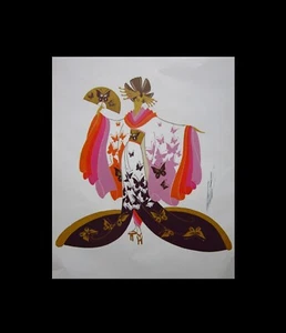 ERTE Madame Butterfly Heroines 1945 Theatrical Costume 12x9" Pub 1979 Art Print - Picture 1 of 4
