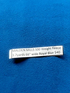 Malden Mills 100 Weight fleece 3.7 yds 66" wide Royal Blue - Picture 1 of 2
