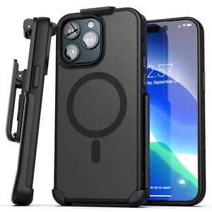 iPhone 15 Pro Belt Clip Case with Holster (Compatible with MagSafe) Black - Picture 1 of 8