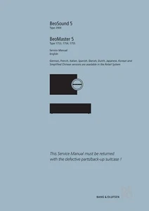 Service Manual-Anleitung Bang Olufsen Beosound 5 (2900),Beomaster 5(1753-1755) - Picture 1 of 1