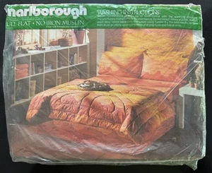 Vintage New 70s Marlborough Desert Canyon Sunrise Full Flat Sheet Double NOS - Picture 1 of 2