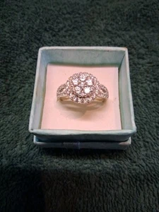 Size 9 Rhodium/Sterling Cluster Ring Made With Zirconia From Swarovski (1022) - Picture 1 of 15