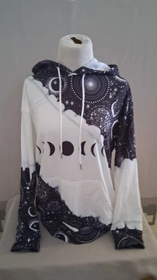 Sudadera con capucha para mujer con estampado 3D Moon & Sun: cordón: mediana Foto 1 de 4