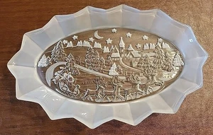 Mikasa Christmas 12" Oval Glass Platter "SILENT NIGHT" With Frosted Sides - Picture 1 of 7