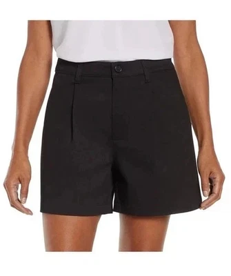 NEW Banana Republic Women's Size 12 Pleated Front Shorts Black Cotton Blend - Image 1 of 4