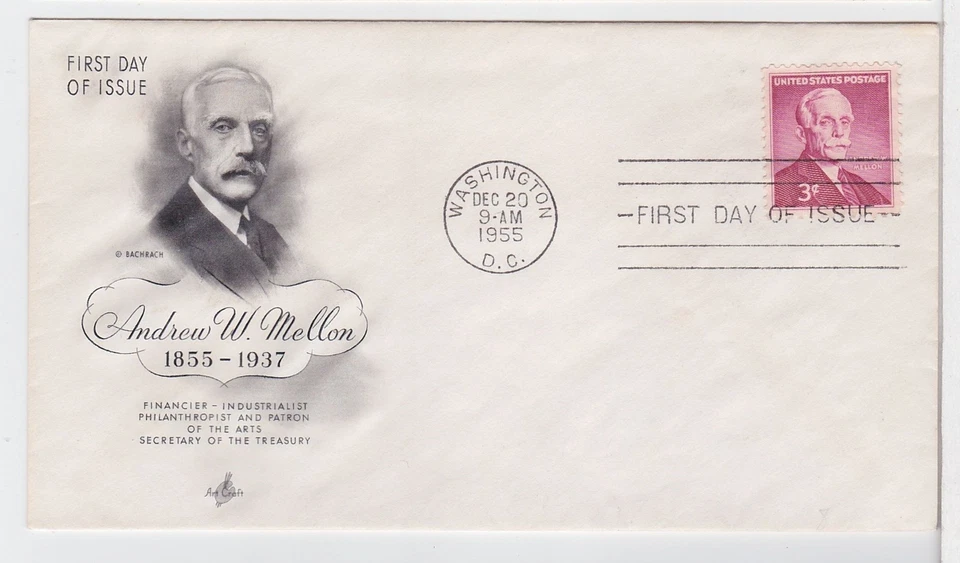 TurtlesTradingPost - Andrew Mellon #1072 - 1955 FDC Artcraft Cachet - Image 1 of 1