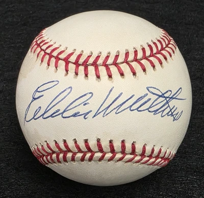 EDDIE MATHEWS Signed Official Baseball-HALL OF FAME-MILWAUKEE BRAVES-JSA - Image 1 of 4