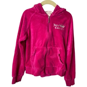 Juicy Couture Pink Girls Hooded Velour Zip-Up Sweatshirt Size 6X - Picture 1 of 10