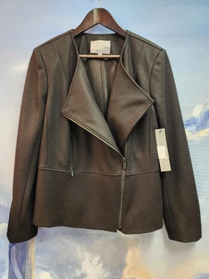 Chaqueta asimétrica elástica de lana negra Entier XL Classiques nueva con etiquetas Foto 1 de 4