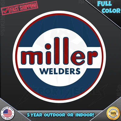 ISPORTDECALS.COM MILLER Welder Welding Machine Logo 1960's Car Helmet VINYL DECAL STICKER 148