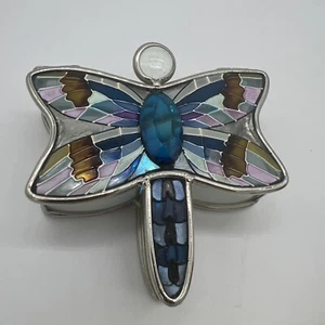 Buntglas verspiegelt Schmetterling Schmuck Schmuckkästchen von Amia handbemalt Scharnier #02 - Bild 1 von 11