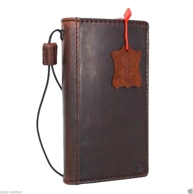 genuine leather case for LG Nexus 5 book wallet slim cover retro cards brown new - Image 1 of 4