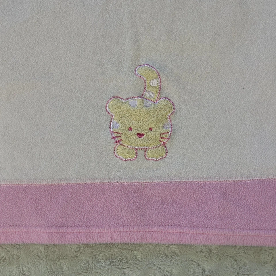 Blankets & Beyond Tiger Baby Blanket Yellow Kitty Cat Pink Fleece Security Lovey - Image 1 of 4