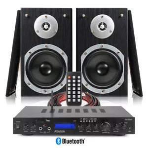 Fenton SHFB55B Hi-Fi Bookshelf Speaker Set with Bluetooth & Amplifier - Picture 1 of 11