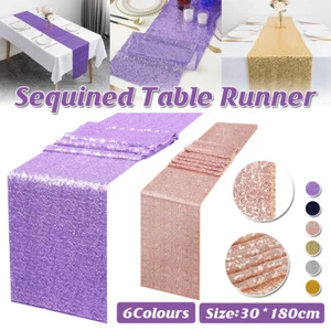 Sequin Table Runner Square Decorative Hotel Tablecloth for Wedding Party Decor - Picture 1 of 27