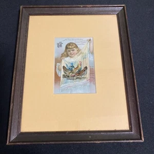 Antique Frame Print Sewing New Home Machine Company Orange Mass Chickens Girl MA - Picture 1 of 6
