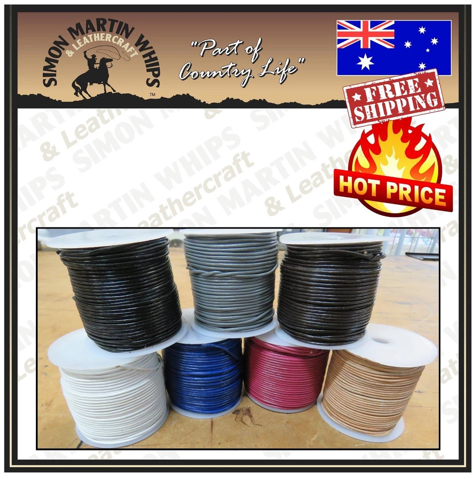ROLLOS DE CORDÓN DE CUERO REDONDO CUERO DE VACA GENUINO 2mm - 10m-50m Rollos Foto 1 de 1