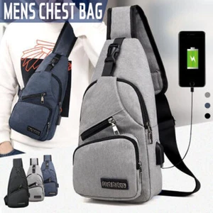Durable Mens Chest Bag Shoulder Backpack Man Sling Cross Body Satchel Travel Bag - Picture 1 of 18