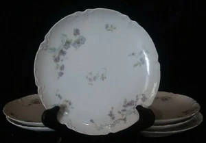 6 H & Co L France Haviland Limoges for Leighton Bros 7 3/8" Plates Purple Flower - Picture 1 of 9