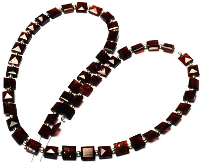 Natural Gem Mozambique Garnet 7 to 8 mm Faceted Baguette Beads 17" Strand - Image 1 of 4